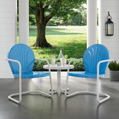 Griffith 3pc Outdoor Conversation Set - Sky Blue - Crosley 1 Griffith 3pc Outdoor Conversation Set - Sky Blue - Crosley