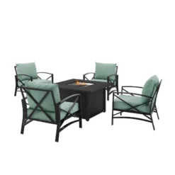 Kaplan 5pc Outdoor Conversation Set With Dante Fire Table & 4 Arm Chairs - Mist - Crosley -Cheap Crosley Store GUEST 7d5fec27 5385 4791 a288 4ad1a791d164