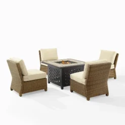 Bradenton 5pc Outdoor Wicker Armless Chair & Fire Table Set - Crosley -Cheap Crosley Store GUEST 7d872a26 7092 4804 b2ff 7443975fc0cc