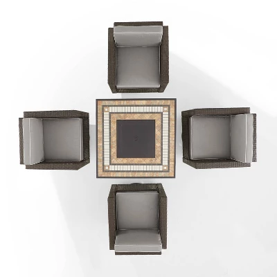 Palm Harbor 5pc Outdoor Wicker Conversation Set With Fire Table - Gray - Crosley 8 Palm Harbor 5pc Outdoor Wicker Conversation Set With Fire Table - Gray - Crosley - Image 8