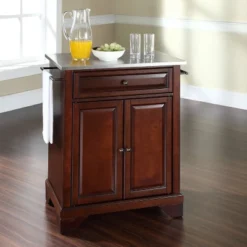 Lafayette Stainless Steel Top Portable Kitchen Island/Cart Mahogany - Crosley