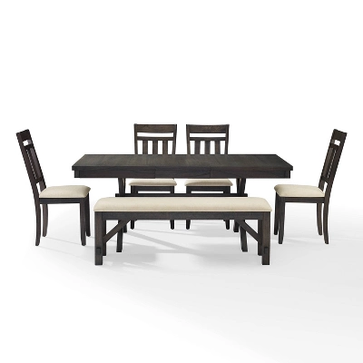 Hayden 6pc Extendable Dining Set With Bench And 4 Slat Back Chairs Slate - Crosley 6 Hayden 6pc Extendable Dining Set With Bench And 4 Slat Back Chairs Slate - Crosley - Image 6