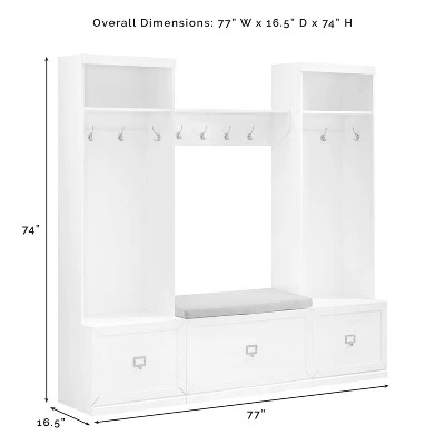 4pc Harper Entryway Set With Bench, Shelf And 2 Hall Trees - Crosley 16 4pc Harper Entryway Set With Bench, Shelf And 2 Hall Trees - Crosley - Image 16
