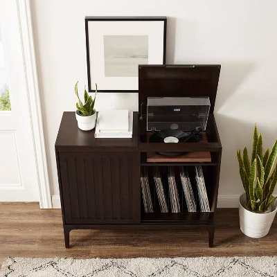 Asher Record Storage Media Console Dark Brown - Crosley 5 Asher Record Storage Media Console Dark Brown - Crosley - Image 5