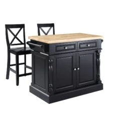 Oxford Kitchen Island With 2 X-Back Stools Black - Crosley -Cheap Crosley Store GUEST 80f7bc31 c994 4873 b423 c79af45fd668