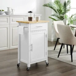 Savannah Wood Top Compact Kitchen Island Cart White/Natural - Crosley -Cheap Crosley Store GUEST 81f48fc0 1225 4934 98f7 72416726b080