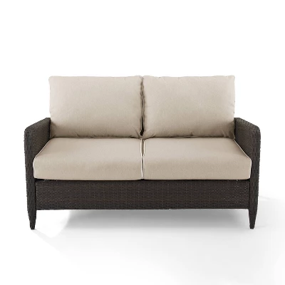 Kiawah Outdoor Wicker Loveseat Beige - Crosley 1 Kiawah Outdoor Wicker Loveseat Beige - Crosley
