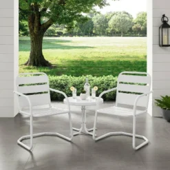 Brighton 3pc Metal Conversation Seating Set - White - Crosley -Cheap Crosley Store GUEST 8275ec1a 71c7 48c6 af61 67145a6cdcec