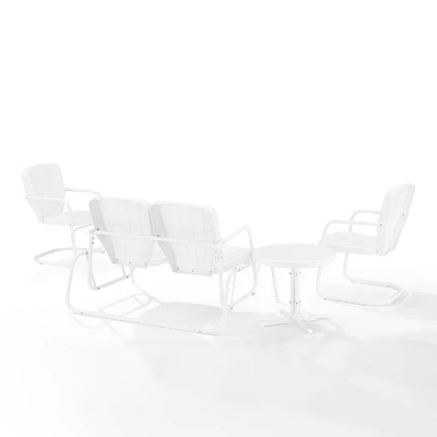 Ridgeland 4pc Outdoor Metal Conversation Set - White - Crosley 5 Ridgeland 4pc Outdoor Metal Conversation Set - White - Crosley - Image 5