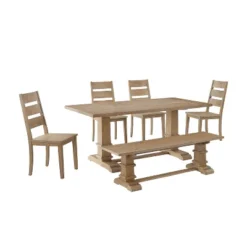4pc Joanna Dining Set With Bench And 4 Ladder Back Chairs Rustic Brown - Crosley -Cheap Crosley Store GUEST 835602ab e594 42c3 9a0a 3336aa4622b0