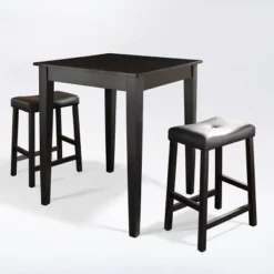 3pc Pub Dining Set With Upholstered Saddle Stools Black - Crosley -Cheap Crosley Store GUEST 839fdee9 e436 4f34 b6ff b94a1630f792