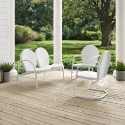 Griffith 3pc Outdoor Seating Set - White - Crosley -Cheap Crosley Store GUEST 841e35f5 93a1 4174 92f3 47300cc80bbc