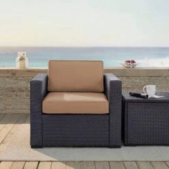 Biscayne Outdoor Wicker Armchair - Mocha - Crosley