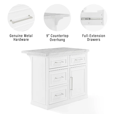 Cutler Faux Marble Top Kitchen Island White/White Marble - Crosley 7 Cutler Faux Marble Top Kitchen Island White/White Marble - Crosley - Image 7