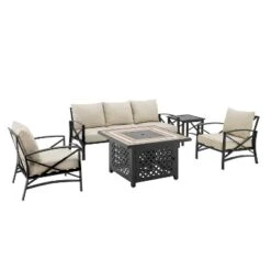 Kaplan 5pc Sofa Set With Fire Table - Oatmeal - Crosley -Cheap Crosley Store GUEST 8615f7f1 5a0e 4020 8db6 590df34b9c32