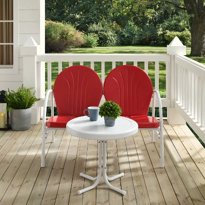 Griffith 3pc Outdoor Conversation Set - Red - Crosley 4 Griffith 3pc Outdoor Conversation Set - Red - Crosley - Image 4