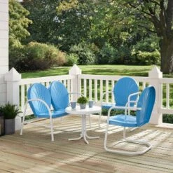 Griffith 4pc Outdoor Conversation Set - Sky Blue - Crosley -Cheap Crosley Store GUEST 89403571 1b47 4818 9376 b55919e75081