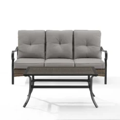 2pc Dahlia Outdoor Steel Conversation Set Taupe/Matte Black - Crosley -Cheap Crosley Store GUEST 8a006407 3390 4eb2 a65b af2849dcccc6