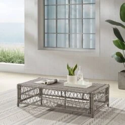 Thatcher Outdoor Rectangular Coffee Table Creme/Driftwood - Crosley -Cheap Crosley Store GUEST 8a814096 be8a 48af ba54 335f9e9e4883