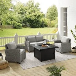 Bradenton 4pc Wicker Seating Set With Fire Table - Crosley -Cheap Crosley Store GUEST 8c4d2381 f019 482f 87f8 aab810d18c45