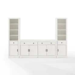 3pc Tara Entertainment Set With Open Shelving Distressed White - Crosley -Cheap Crosley Store GUEST 8e4c1cb6 c446 4d72 b852 c850268714ee 1
