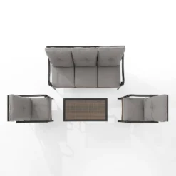 4pc Dahlia Outdoor Steel Sofa Set Taupe/Matte Black - Crosley -Cheap Crosley Store GUEST 8e87a006 8867 4798 9311 5906a801d7c3