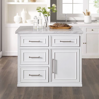 Cutler Faux Marble Top Kitchen Island White/White Marble - Crosley 2 Cutler Faux Marble Top Kitchen Island White/White Marble - Crosley - Image 2