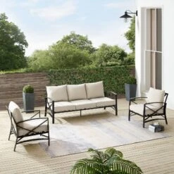 Kaplan 3pc Outdoor Sofa Set With Sofa & 2 Arm Chairs - Oatmeal - Crosley -Cheap Crosley Store GUEST 8eda9e68 8934 4b6c 8d64 771caf222370