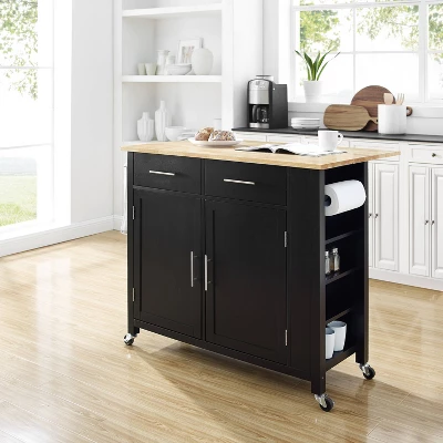 Savannah Wood Top Drop Leaf Kitchen Island/Cart - Crosley 1 Savannah Wood Top Drop Leaf Kitchen Island/Cart - Crosley