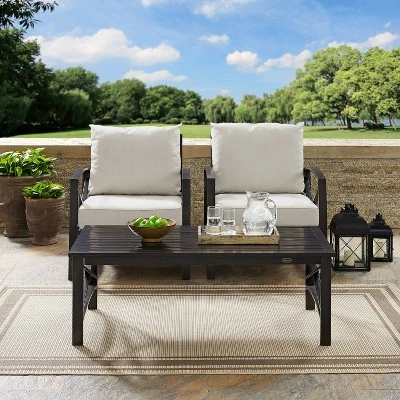 Crosley 3pc Kaplan Steel Outdoor Patio Small Space Chat Set 5 Crosley 3pc Kaplan Steel Outdoor Patio Small Space Chat Set - Image 5