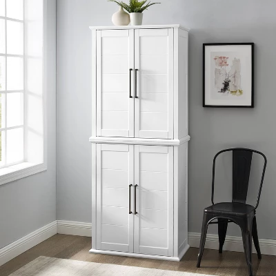 Bartlett Tall Storage Pantry With 2 Stackable Pantries White - Crosley 1 Bartlett Tall Storage Pantry With 2 Stackable Pantries White - Crosley