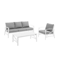 Kaplan 3pc Outdoor Sofa Set With Sofa & Arm Chair With Coffee Table - Gray - Crosley -Cheap Crosley Store GUEST 91c4401a ac7c 4095 9e31 215540caca2b