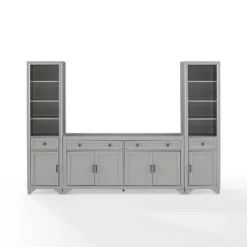 3pc Tara Entertainment Set With Open Shelving Distressed Gray - Crosley -Cheap Crosley Store GUEST 91e8b69f 0548 4957 a274 bf14250d2e41
