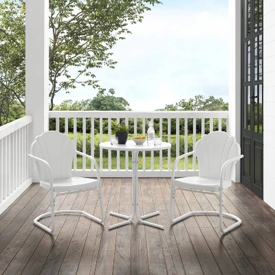 Tulip 3pc Outdoor Bistro Set With Table & 2 Chairs - White - Crosley 4 Tulip 3pc Outdoor Bistro Set With Table & 2 Chairs - White - Crosley - Image 4