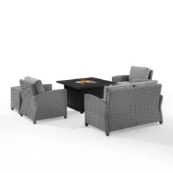 Bradenton 5pc Wicker Sofa Set With Fire Table - Gray - Crosley -Cheap Crosley Store GUEST 938e0071 d190 4cad 80c7 84fc59b558c7