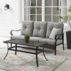 2pc Dahlia Outdoor Steel Conversation Set Taupe/Matte Black - Crosley