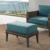 Prescott Outdoor Wicker Ottoman - Blue/Brown - Crosley
