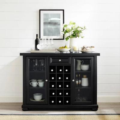Alexandria Sliding Top Bar Cabinet Black - Crosley 1 Alexandria Sliding Top Bar Cabinet Black - Crosley