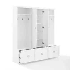 3pc Harper Entryway Pantry Closet & 2 Hall Trees Set White - Crosley