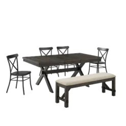 6pc Hayden Extendable Dining Set With Camille Chairs Matte Black/Slate - Crosley 17 6pc Hayden Extendable Dining Set With Camille Chairs Matte Black/Slate - Crosley -Cheap Crosley Store GUEST 987ee27f 05a6 4869 9e84 222b6b6e8c9a