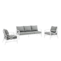 Kaplan 3pc Outdoor Sofa Set With Sofa & 2 Arm Chairs - Gray - Crosley -Cheap Crosley Store GUEST 98f927cc 123e 48c3 9f0f fafc9c866a20