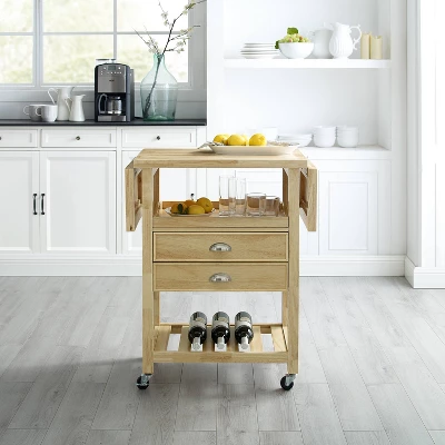 Bristol Double Drop Leaf Kitchen Cart Natural - Crosley 7 Bristol Double Drop Leaf Kitchen Cart Natural - Crosley - Image 7