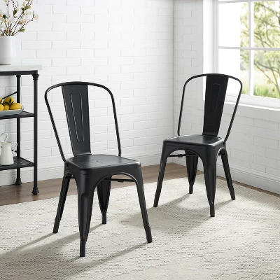 Set Of 2 17" Amelia Metal Chair Matte Black - Crosley 4 Set Of 2 17" Amelia Metal Chair Matte Black - Crosley - Image 4