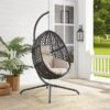 Calliope Indoor/Outdoor Wicker Hanging Egg Chair - Sand/Dark Brown - Crosley