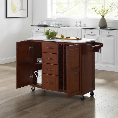 Eleanor Granite Top Kitchen Cart Mahogany - Crosley 2 Eleanor Granite Top Kitchen Cart Mahogany - Crosley - Image 2