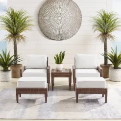 Capella 5pc Outdoor Wicker Conversation Set With Arm Chairs, Ottomans & Side Table - Cream/Brown - Crosley 23 Capella 5pc Outdoor Wicker Conversation Set With Arm Chairs, Ottomans & Side Table - Cream/Brown - Crosley -Cheap Crosley Store GUEST 9af6e8bb fd3c 4576 9cd0 10a9f05c811c