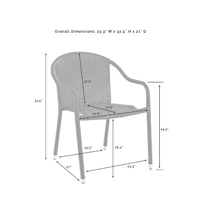 Palm Harbor 2pk Outdoor Wicker Stackable Chairs - Brown - Crosley 3 Palm Harbor 2pk Outdoor Wicker Stackable Chairs - Brown - Crosley - Image 3