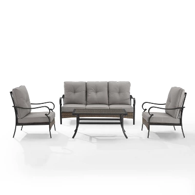 4pc Dahlia Outdoor Steel Conversation Set Taupe/Matte Black - Crosley 5 4pc Dahlia Outdoor Steel Conversation Set Taupe/Matte Black - Crosley - Image 5