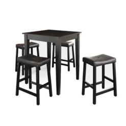 5pc Pub Dining Set With Upholstered Saddle Stools Black - Crosley -Cheap Crosley Store GUEST 9cae79a2 7336 4dd0 a081 0a8dbc3d83b3