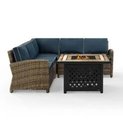 Bradenton 4pc Outdoor Wicker Sectional Set With Fire Table - Crosley -Cheap Crosley Store GUEST 9cccba4e 2c22 4ed3 bbb3 525074781866